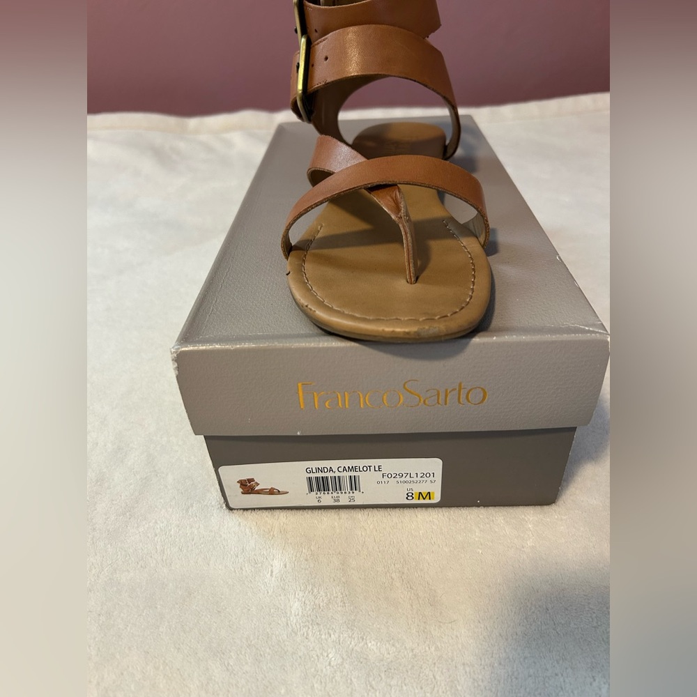 Franco Sarto sandals size 8 womens Glinda Camelot LE brown summer gladiator shoe - Picture 2 of 9